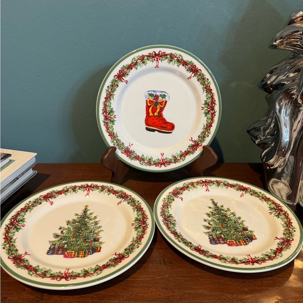Set of 3 Christopher Radko Holiday Celebrations - Christmas Trees & Santa Boot